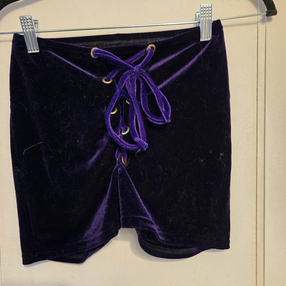 Purple velvet shorts